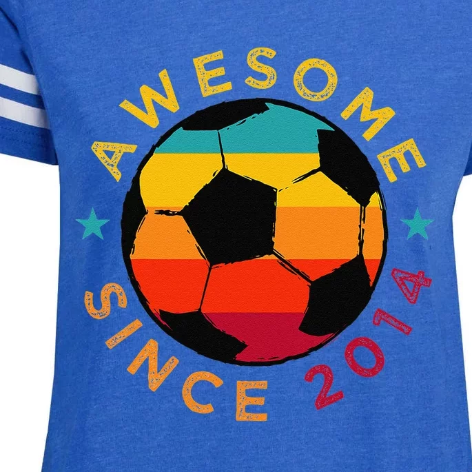 Awesome Since 2014 Soccer Birthday Party Bday Team Enza Ladies Jersey Football T-Shirt