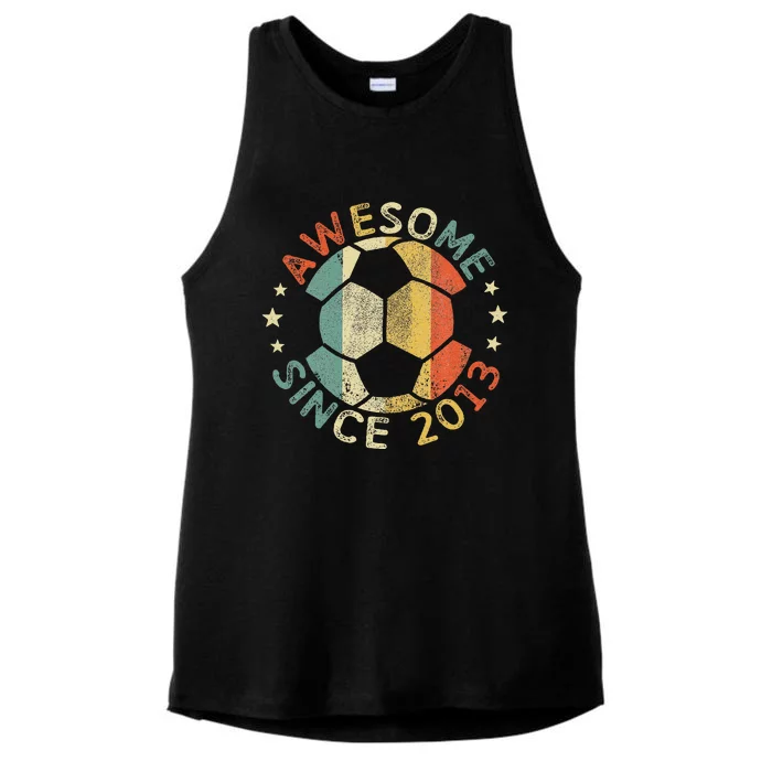 Awesome Since 2013 11th Birthday 11 Year Old Soccer Player Ladies Tri-Blend Wicking Tank