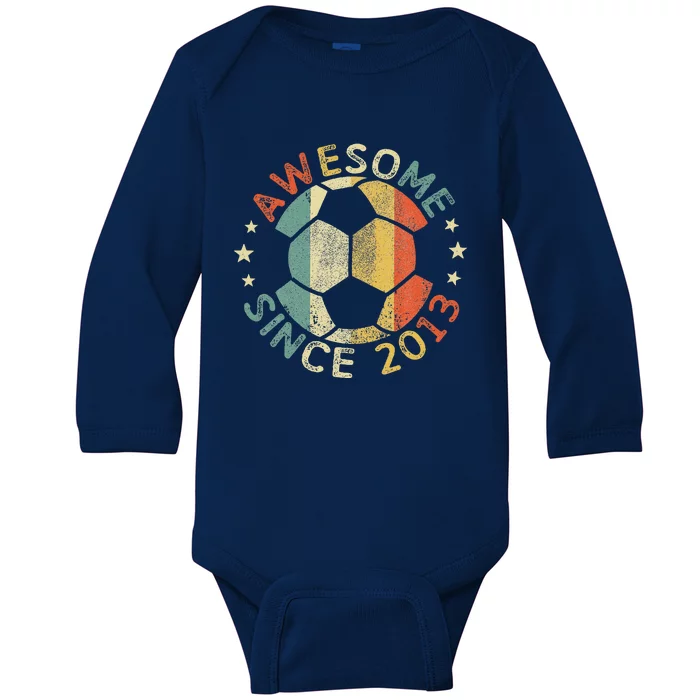 Awesome Since 2013 11th Birthday 11 Year Old Soccer Player Baby Long Sleeve Bodysuit