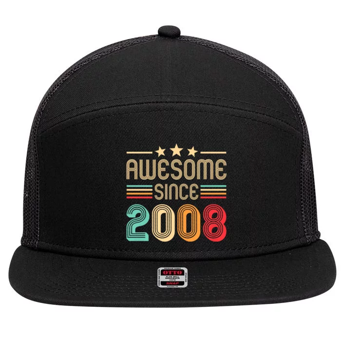 Awesome Since 2008 Birthday Retro 7 Panel Mesh Trucker Snapback Hat