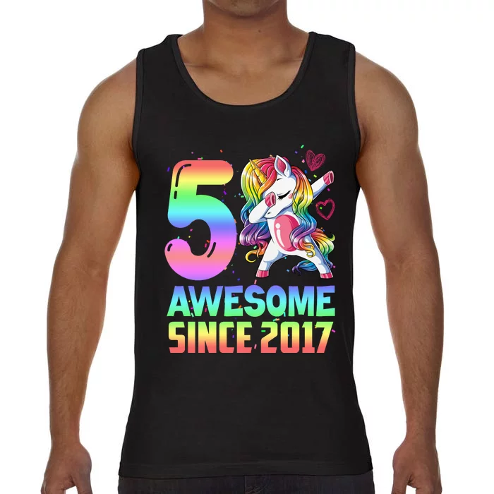 Awesome Since 2017 Unicorn 5th Birthday 5 Years Old Comfort Colors® Tank Top