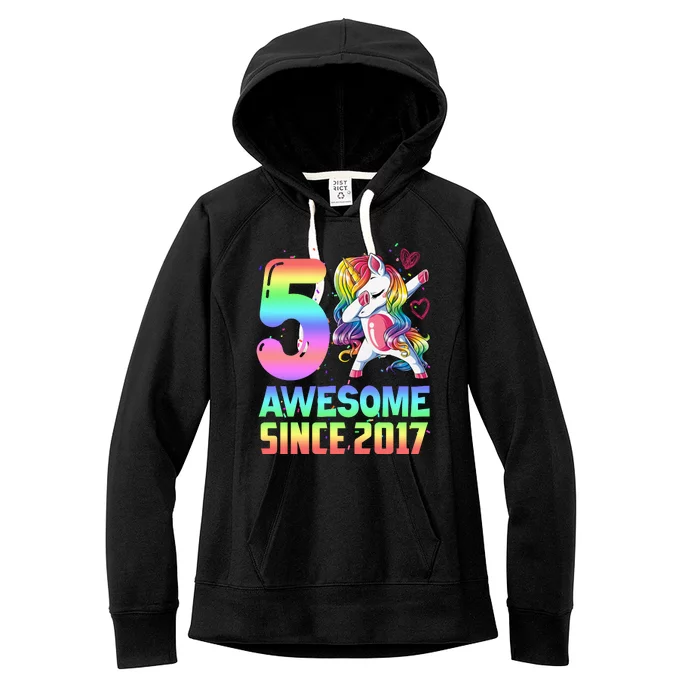 Awesome Since 2017 Unicorn 5th Birthday 5 Years Old Women's Fleece Hoodie