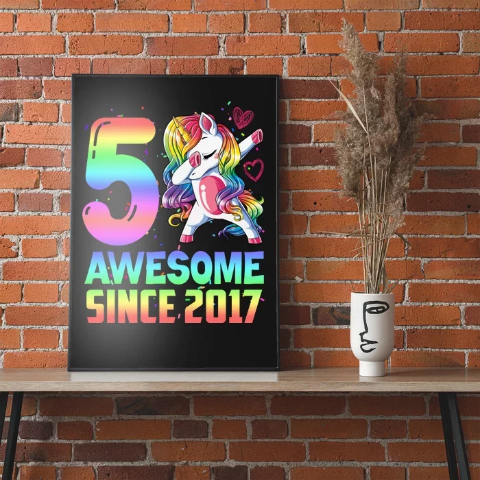 Awesome Since 2017 Unicorn 5th Birthday 5 Years Old Poster