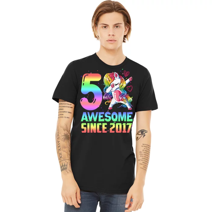 Awesome Since 2017 Unicorn 5th Birthday 5 Years Old Premium T-Shirt