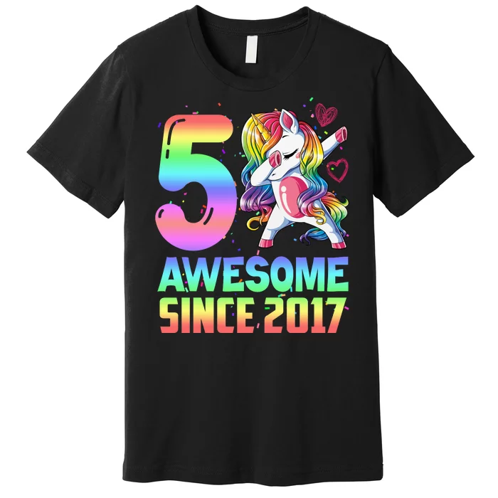 Awesome Since 2017 Unicorn 5th Birthday 5 Years Old Premium T-Shirt