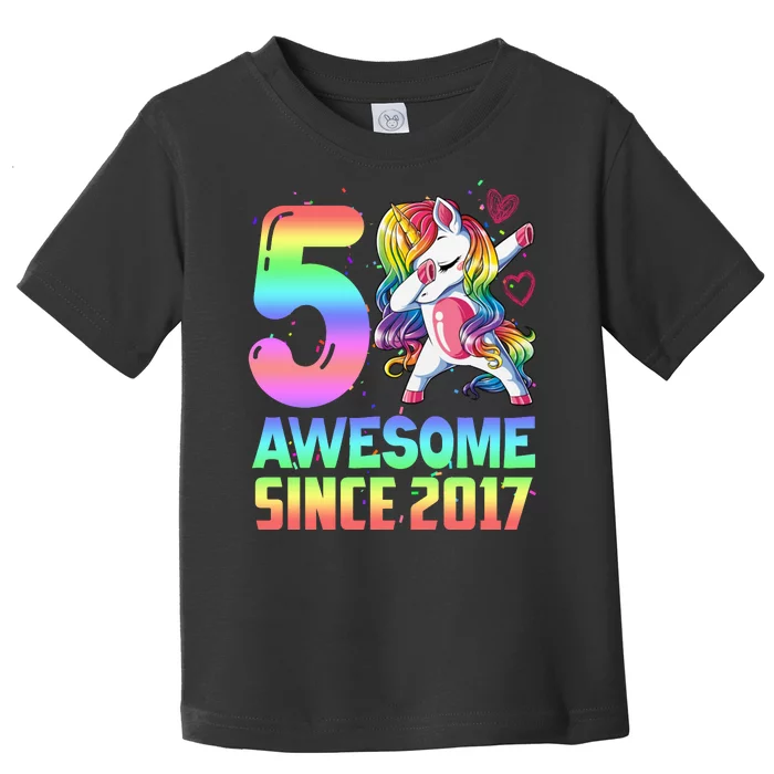 Awesome Since 2017 Unicorn 5th Birthday 5 Years Old Toddler T-Shirt