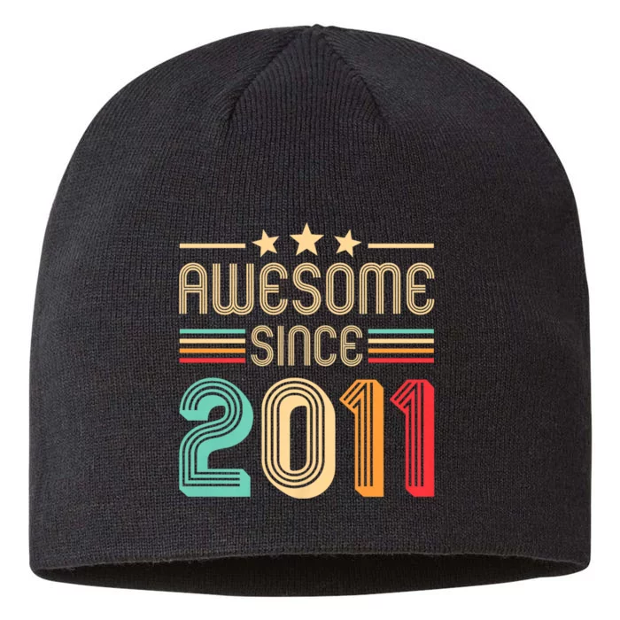 Awesome Since 2011 Birthday Retro 8 1/2in Sustainable Knit Beanie