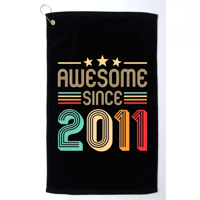 Awesome Since 2011 Birthday Retro Platinum Collection Golf Towel