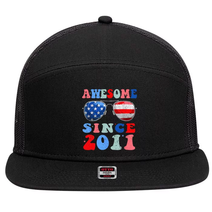 Awesome Since 2011 12 Years Birthday 4th of July 7 Panel Mesh Trucker Snapback Hat