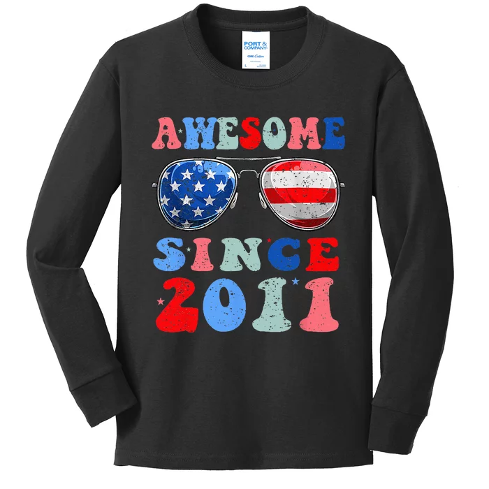 Awesome Since 2011 12 Years Birthday 4th of July Kids Long Sleeve Shirt