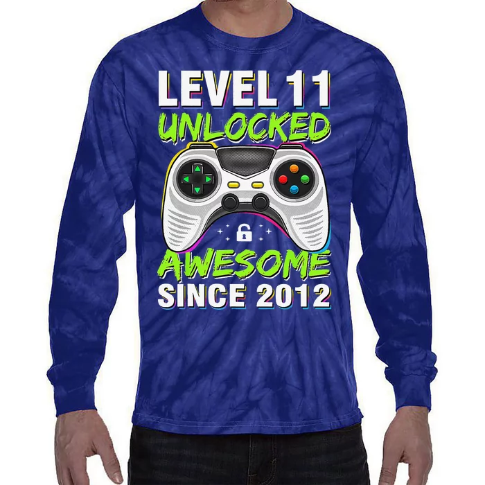 Awesome Since 2012 11th Level 11 Unlocked Birthday Vintage Tie-Dye Long Sleeve Shirt