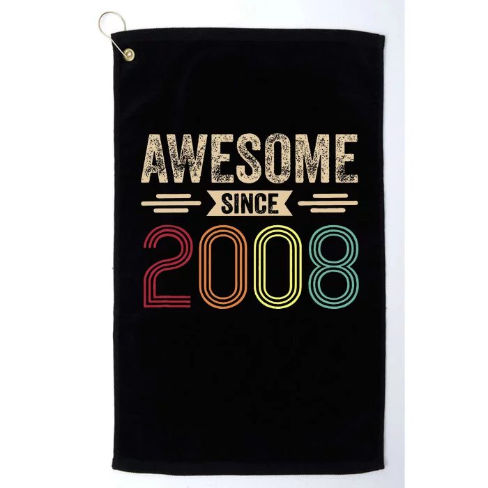 Awesome Since 2008 15th Birthday Retro Platinum Collection Golf Towel