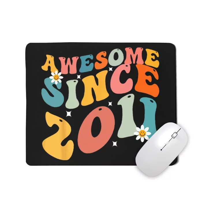 Awesome Since 2011 12 Years Old 12th Birthday Groovy Retro Mousepad