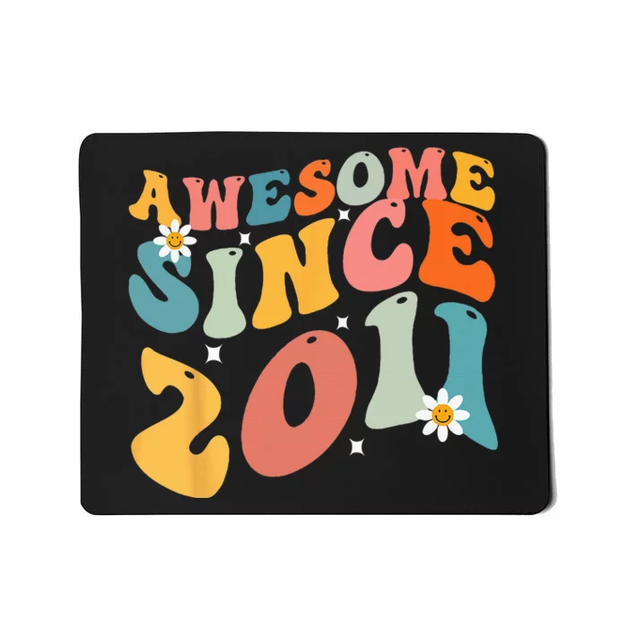 Awesome Since 2011 12 Years Old 12th Birthday Groovy Retro Mousepad