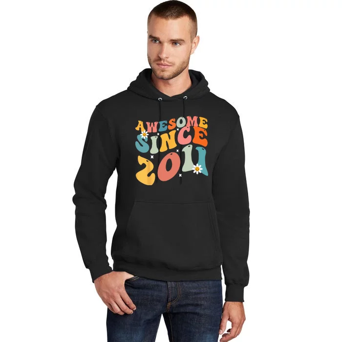 Awesome Since 2011 12 Years Old 12th Birthday Groovy Retro Tall Hoodie