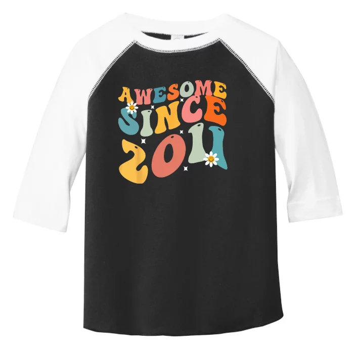 Awesome Since 2011 12 Years Old 12th Birthday Groovy Retro Toddler Fine Jersey T-Shirt