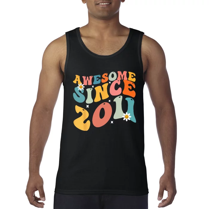 Awesome Since 2011 12 Years Old 12th Birthday Groovy Retro Tank Top