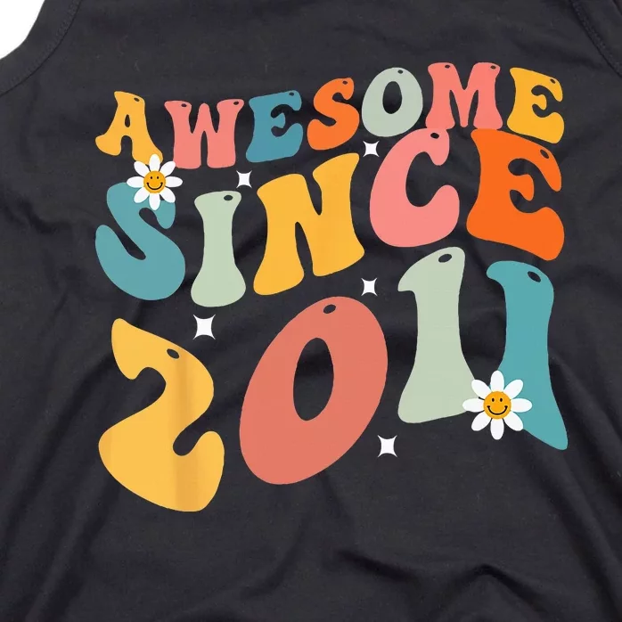 Awesome Since 2011 12 Years Old 12th Birthday Groovy Retro Tank Top