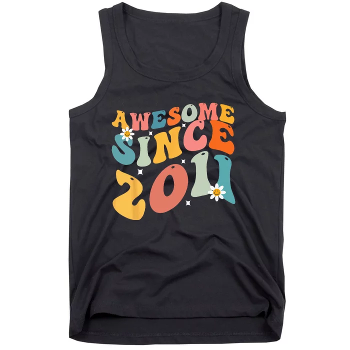 Awesome Since 2011 12 Years Old 12th Birthday Groovy Retro Tank Top