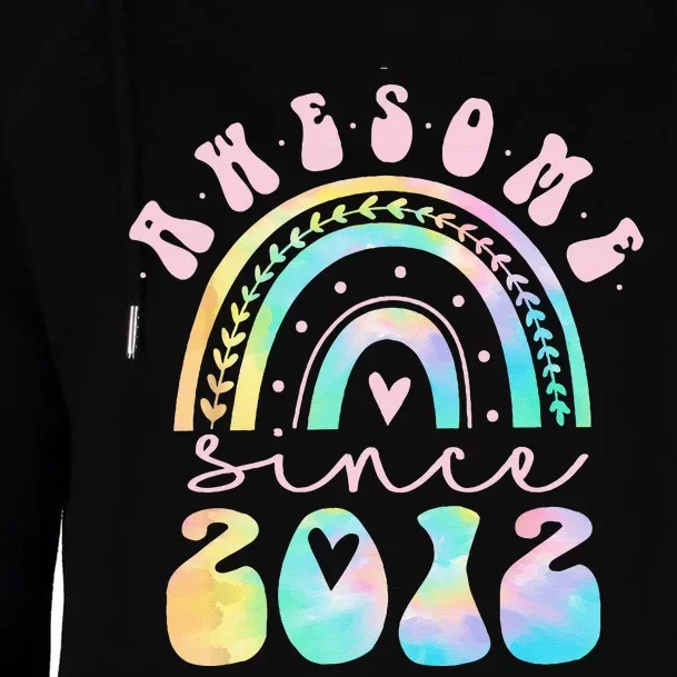 Awesome Since 2012 11 Year Old Rainbow Tie Dye 11th Birthday Womens Funnel Neck Pullover Hood