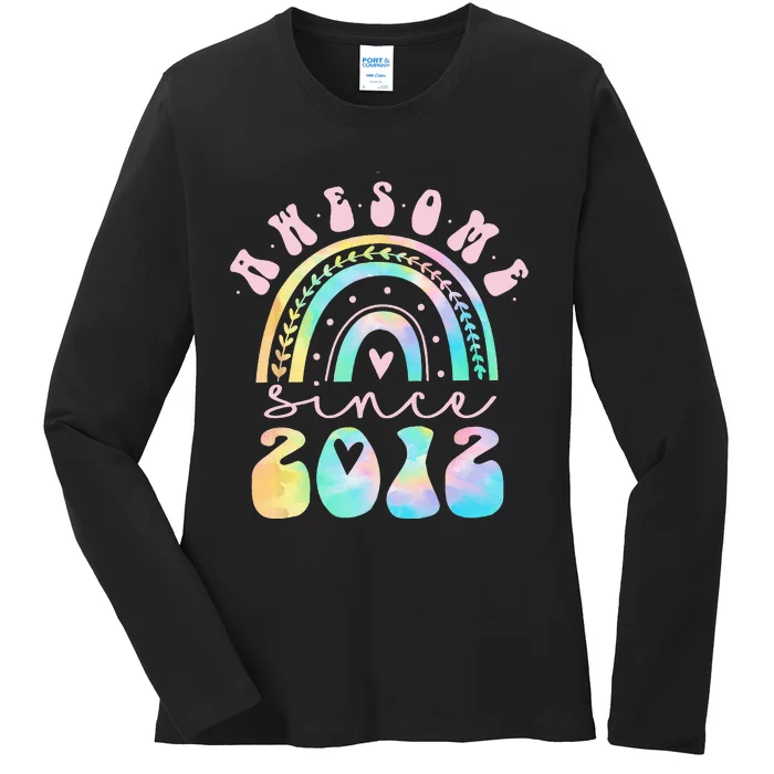 Awesome Since 2012 11 Year Old Rainbow Tie Dye 11th Birthday Ladies Long Sleeve Shirt