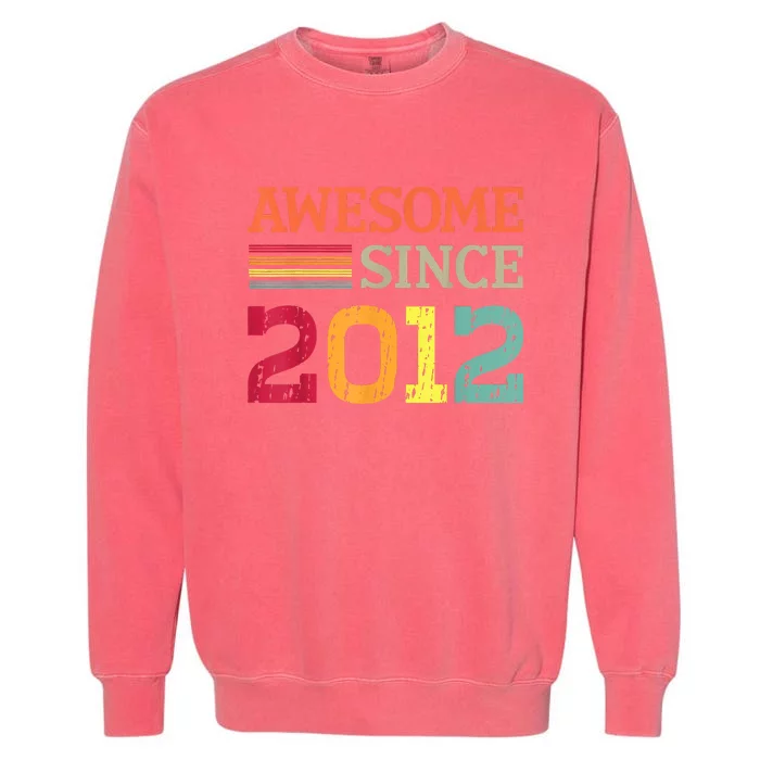 Awesome Since 2012 11th Birthday Retro Vintage Garment-Dyed Sweatshirt