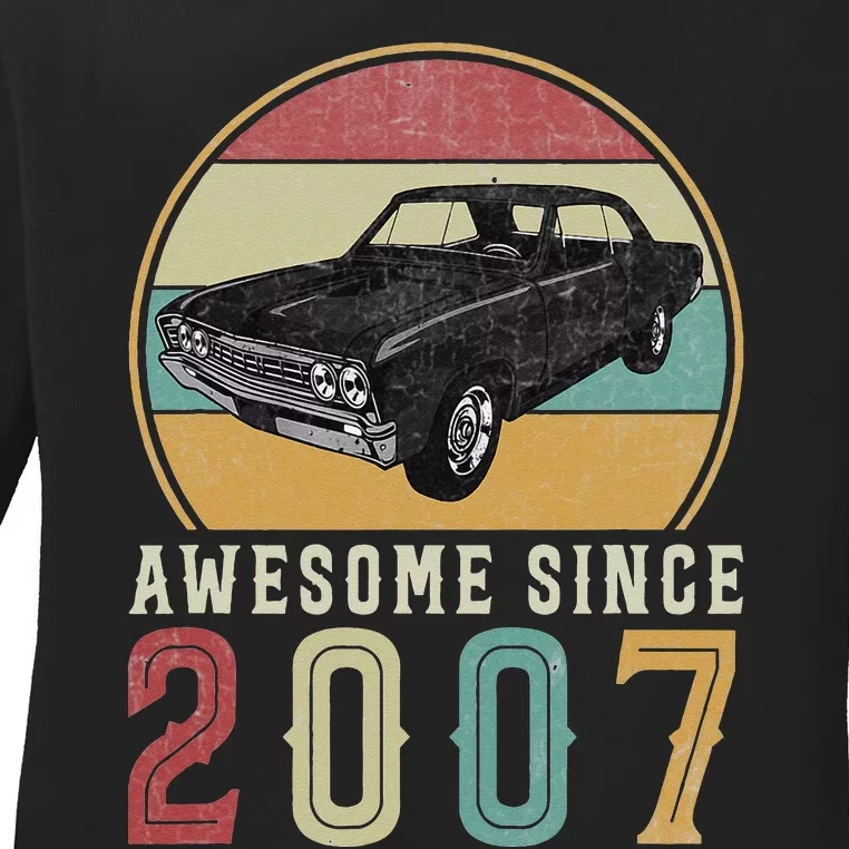 Awesome Since 2007 16 Years Old 16th Birthday For Car Lover Ladies Long Sleeve Shirt