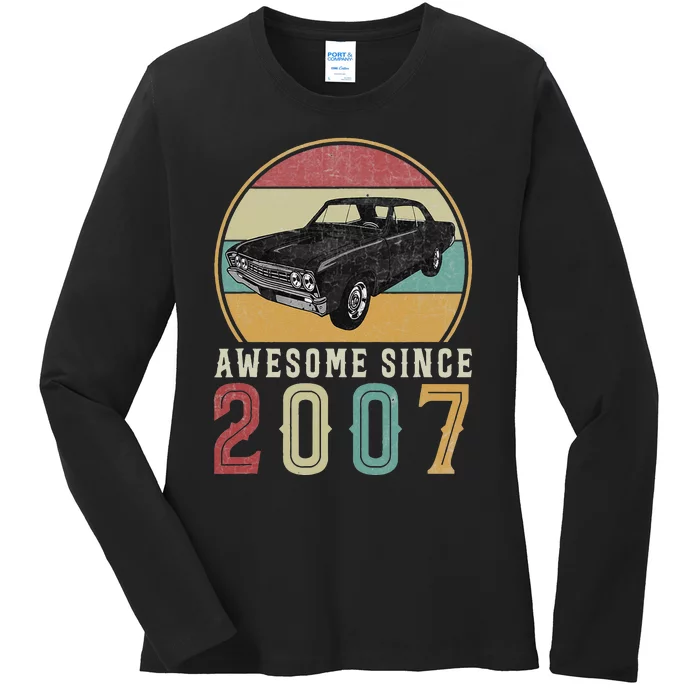 Awesome Since 2007 16 Years Old 16th Birthday For Car Lover Ladies Long Sleeve Shirt