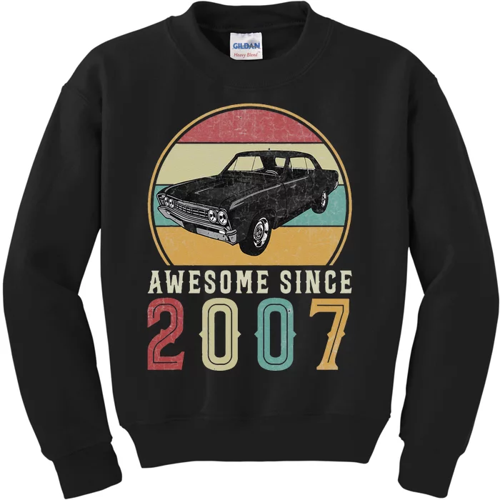 Awesome Since 2007 16 Years Old 16th Birthday For Car Lover Kids Sweatshirt