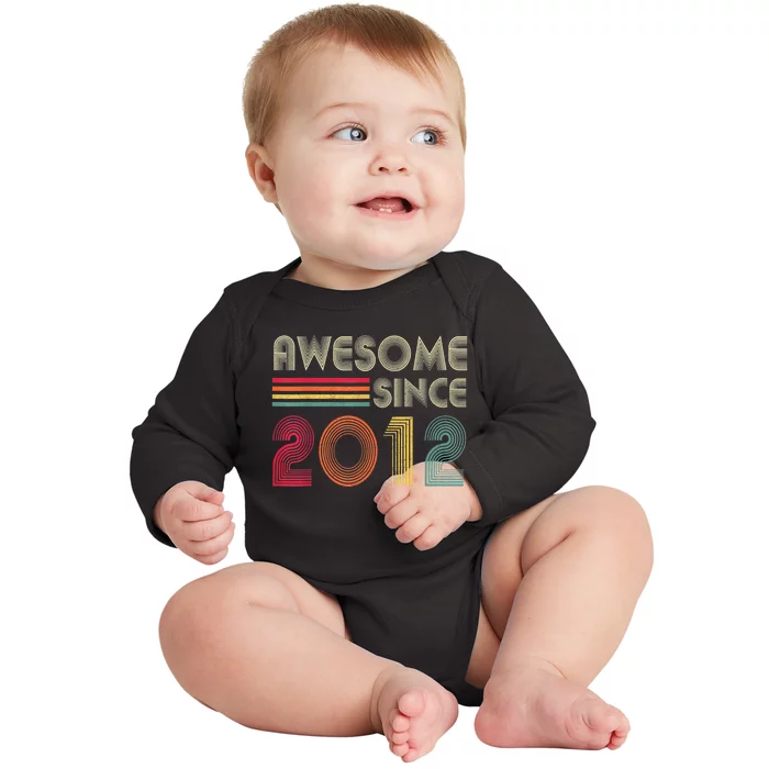 Awesome Since 2012 10th Birthday Retro Baby Long Sleeve Bodysuit