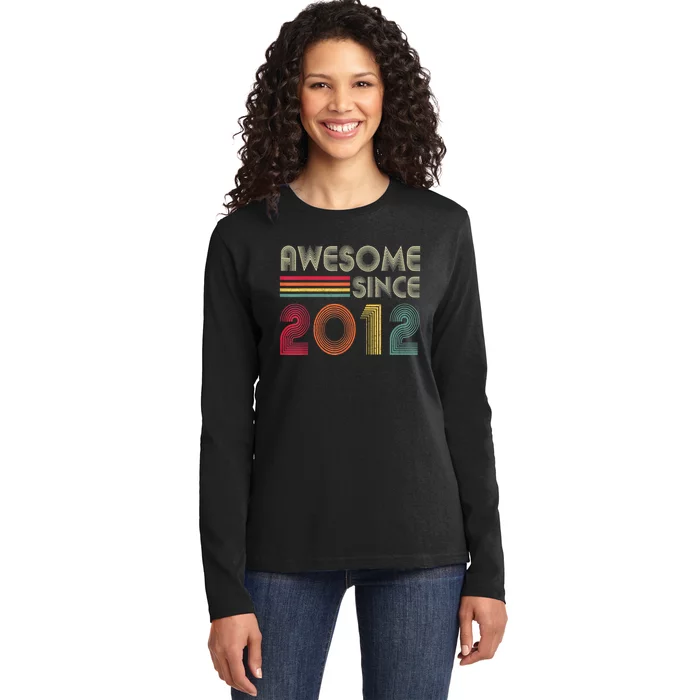 Awesome Since 2012 10th Birthday Retro Ladies Long Sleeve Shirt