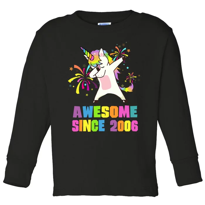 Awesome Since 2006 Unicorn 17 Years Old 17th Birthday Toddler Long Sleeve Shirt