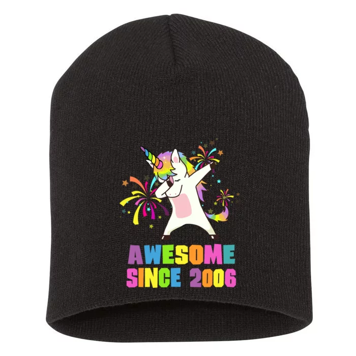 Awesome Since 2006 Unicorn 17 Years Old 17th Birthday Short Acrylic Beanie