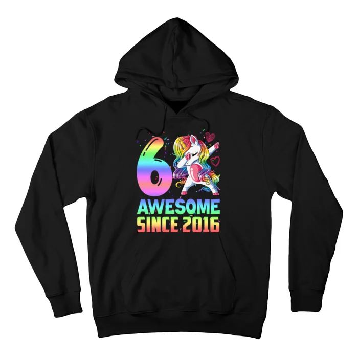 Awesome Since 2016 Unicorn 6th Birthday 6 Years Old Hoodie