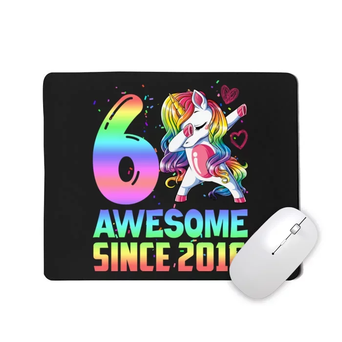 Awesome Since 2016 Unicorn 6th Birthday 6 Years Old Mousepad