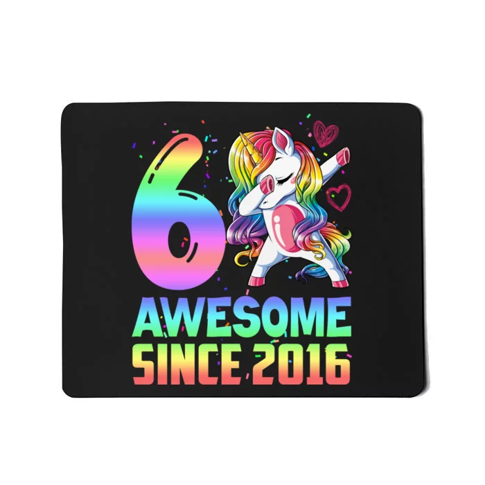 Awesome Since 2016 Unicorn 6th Birthday 6 Years Old Mousepad