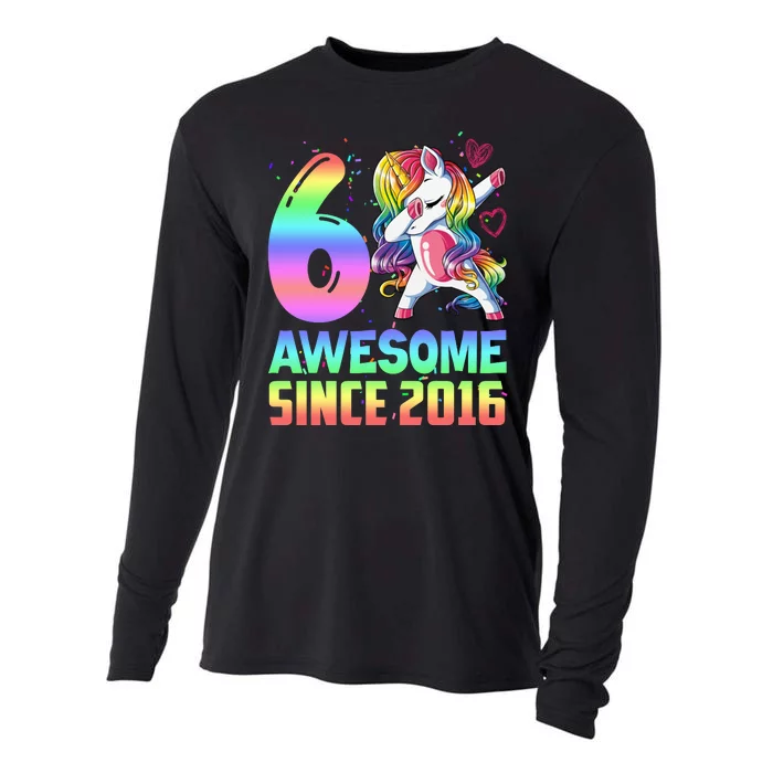 Awesome Since 2016 Unicorn 6th Birthday 6 Years Old Cooling Performance Long Sleeve Crew