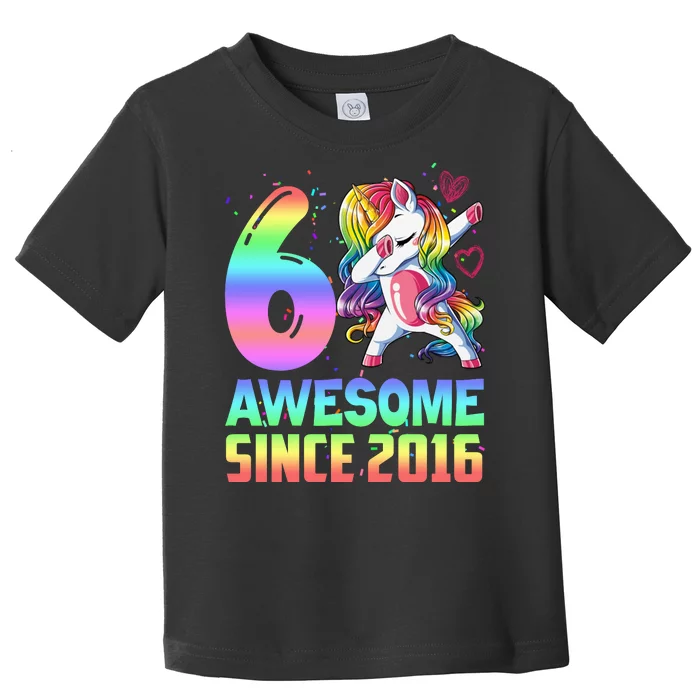 Awesome Since 2016 Unicorn 6th Birthday 6 Years Old Toddler T-Shirt