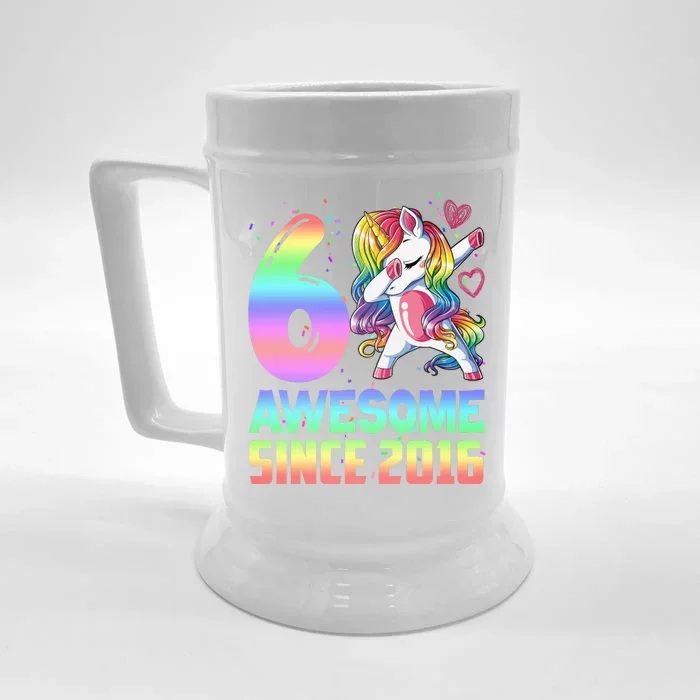 Awesome Since 2016 Unicorn 6th Birthday 6 Years Old Front & Back Beer Stein