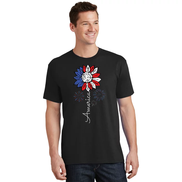 America Sunflower 4th Of July Independence Day Patriotic T-Shirt