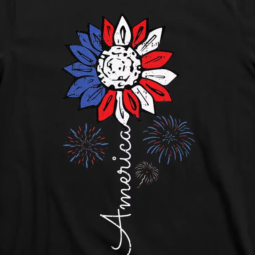 America Sunflower 4th Of July Independence Day Patriotic T-Shirt