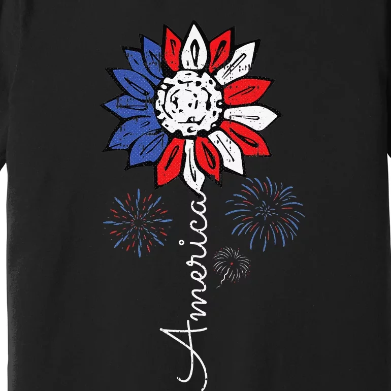 America Sunflower 4th Of July Independence Day Patriotic Premium T-Shirt