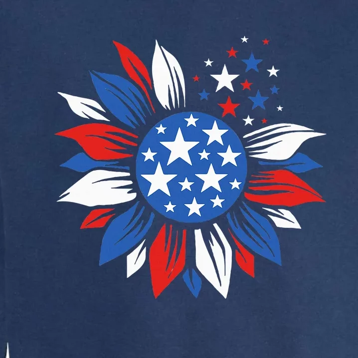 America Sunflower 4th Of July Patriotic American Garment-Dyed Sweatshirt