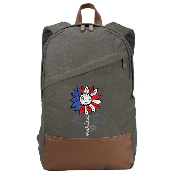 America Sunflower 4th Of July Patriotic Cool Gift Cotton Canvas Backpack