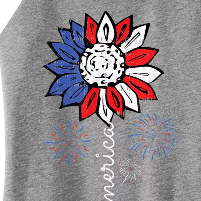 America Sunflower 4th Of July Patriotic Cool Gift Women’s Perfect Tri Rocker Tank