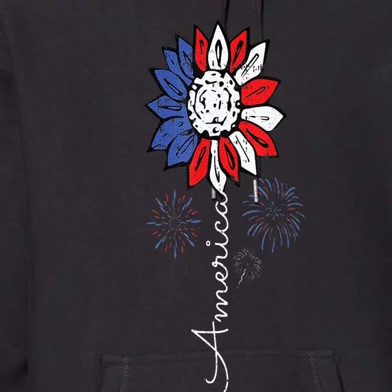 America Sunflower 4th Of July Independence Day Patriotic Premium Hoodie