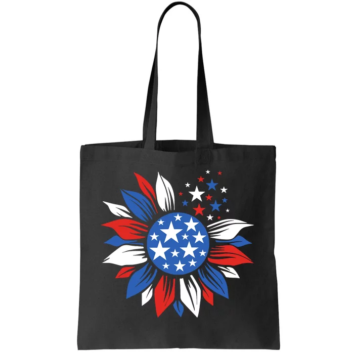 America Sunflower 4th Of July Patriotic American 4th Of July Tote Bag