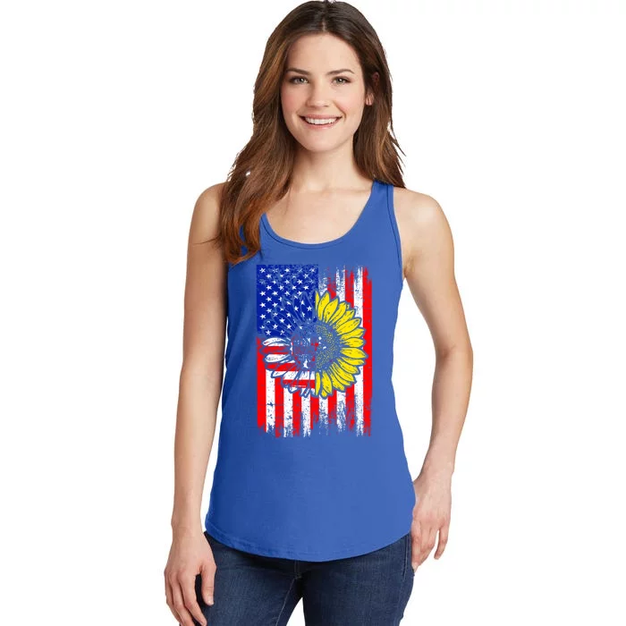 America Sunflower 4th Of July Usa American Flag Patriotic Great Gift Ladies Essential Tank