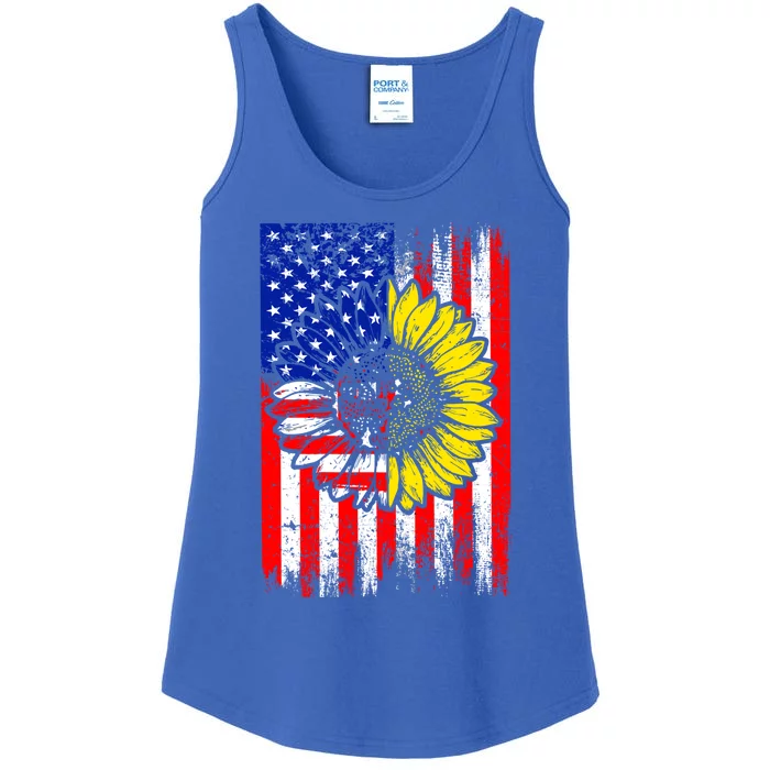 America Sunflower 4th Of July Usa American Flag Patriotic Great Gift Ladies Essential Tank