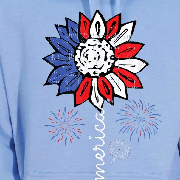 America Sunflower 4th Of July Patriotic Gift Unisex Surf Hoodie